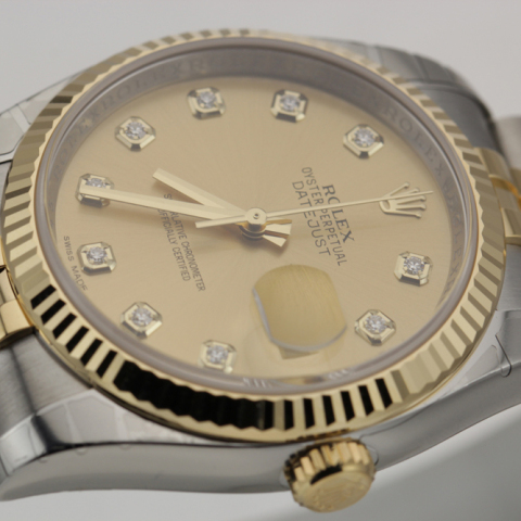 劳力士ROLEX-日志型系列 116233-63603香槟色10钻 机械男表